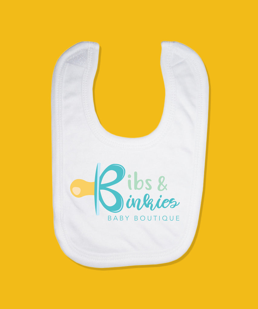 White Bib For Babies With Yellow Logo